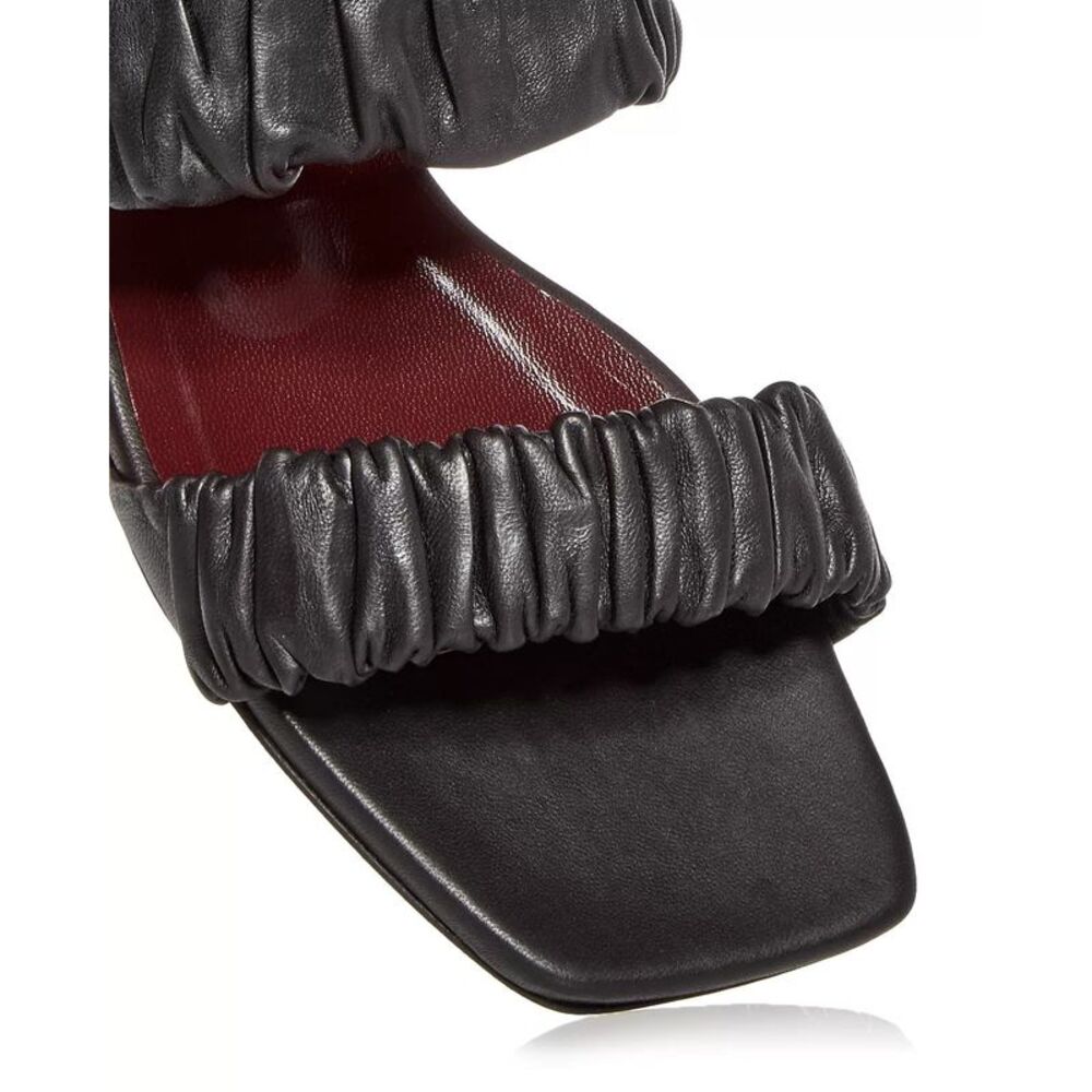 Staud Womens Maya Ruched Leather Slide Sandals 37 Black - NIB $265 - Picture 5 of 5